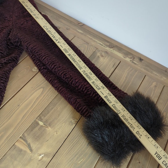 Vintage Burgundy Faux Persian Lamb Coat w/Faux Fur Trim Retro Glam - Picture 12 of 16